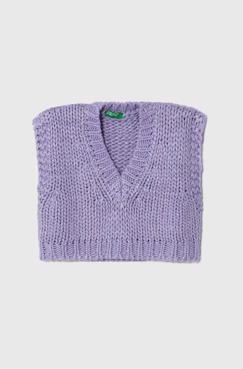 United Colors of Benetton vesta din amestec de lana culoarea violet