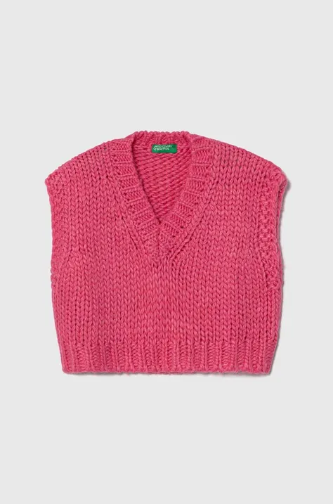 Γιλέκο από μείγμα μαλλιού United Colors of Benetton χρώμα: ροζ