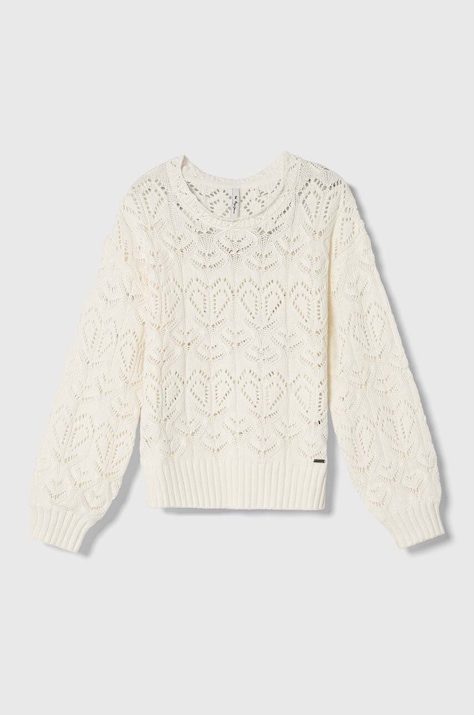 Detský bavlnený sveter Pepe Jeans biela farba, tenký