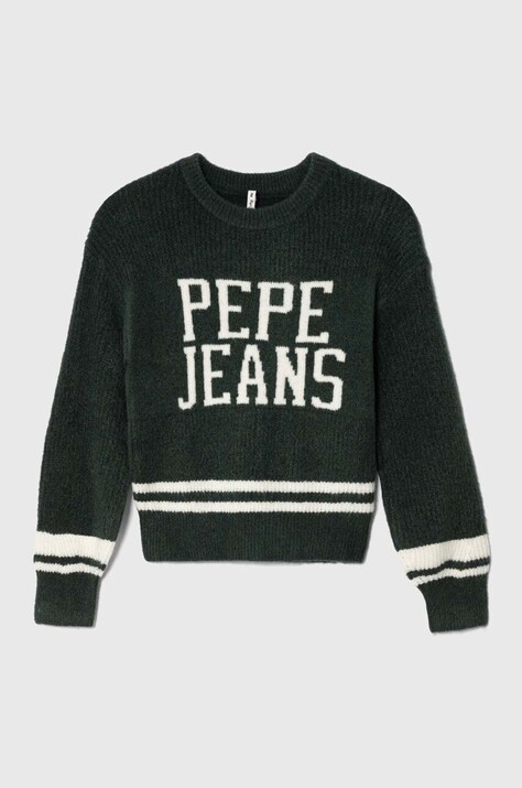 Pepe Jeans pulover pentru copii din amestec de lana culoarea verde, călduros