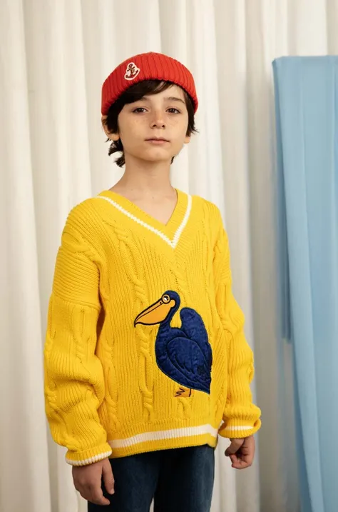 Дитячий бавовняний светр Mini Rodini колір жовтий