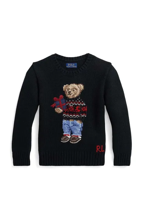 Dječji pamučni pulover Polo Ralph Lauren boja: crna, lagani