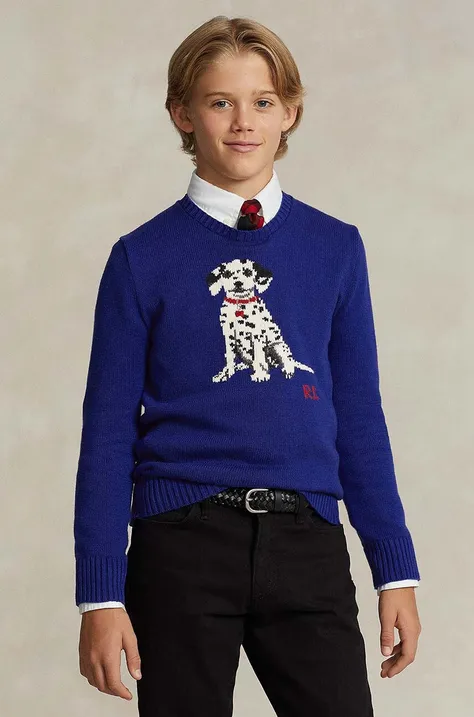 Polo Ralph Lauren sweter bawełniany dziecięcy kolor niebieski lekki
