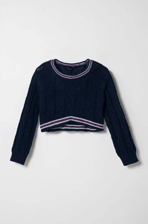 Sisley sweter z domieszką wełny dziecięcy kolor niebieski lekki