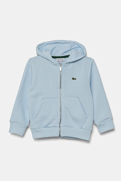 Dětská bavlněná mikina Lacoste modrá barva, s kapucí, hladká