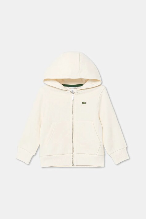 Dětská bavlněná mikina Lacoste černá barva, s kapucí, hladká, SJ9723