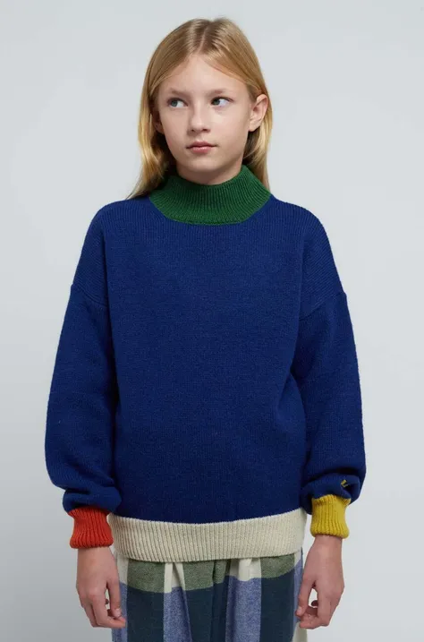 Bobo Choses sweter z domieszką wełny dziecięcy kolor niebieski
