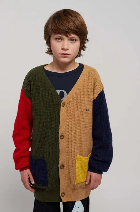 Bobo Choses cardigan de lână pentru copii culoarea verde