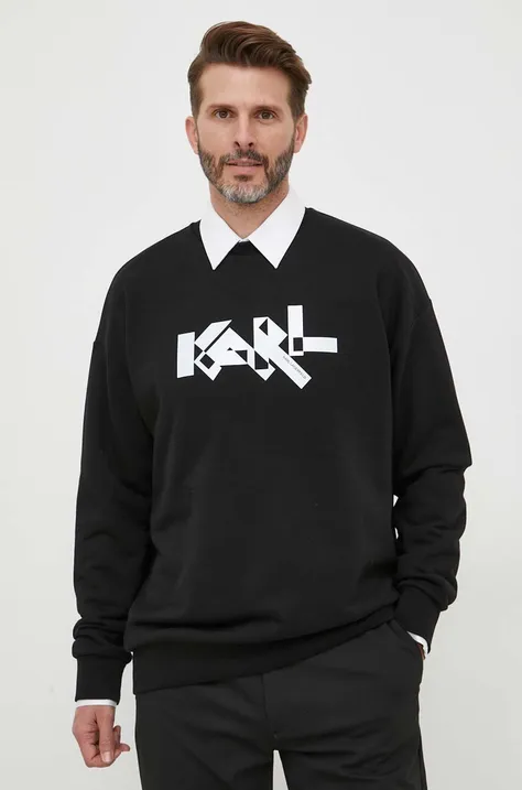 Суичър Karl Lagerfeld в черно с принт