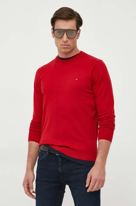 Tommy Hilfiger sweter męski kolor czerwony lekki
