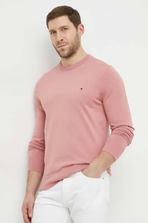 Tommy Hilfiger sweter męski kolor różowy lekki