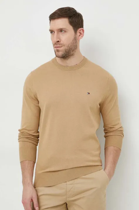 Tommy Hilfiger sweter męski kolor beżowy lekki MW0MW21316