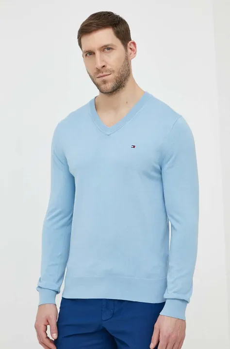 Tommy Hilfiger sweter męski kolor niebieski lekki MW0MW22349