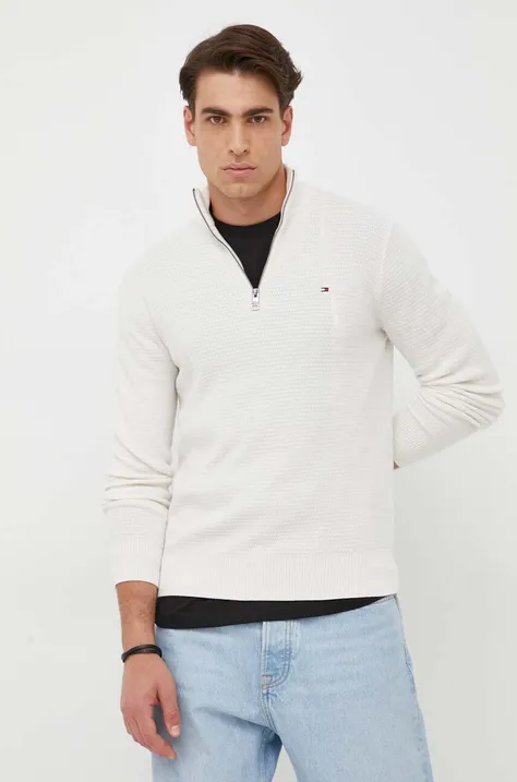 Бавовняний светр Tommy Hilfiger колір бежевий