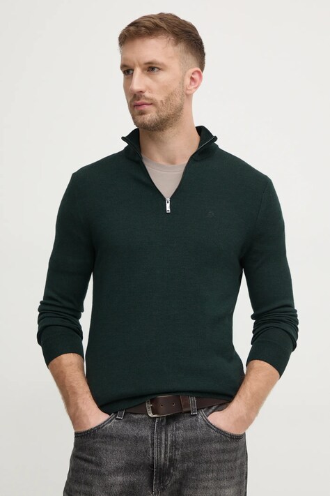 Вовняний светр Calvin Klein чоловічий колір зелений легкий гольф