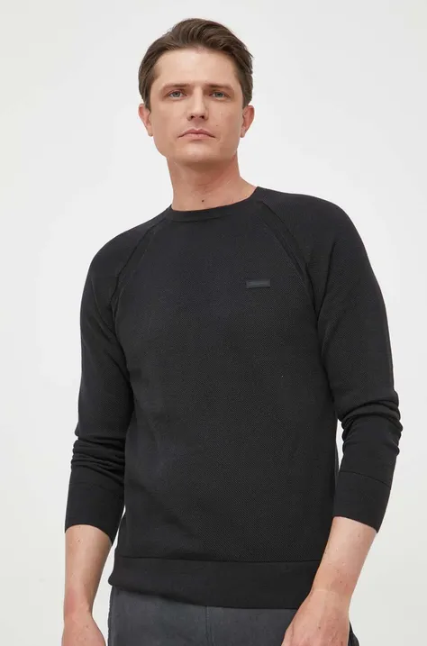 Sveter Calvin Klein pánsky, čierna farba, tenký