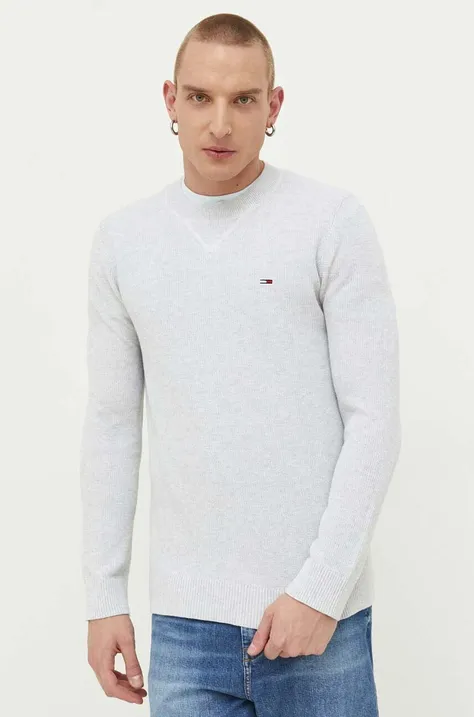 Bavlnený sveter Tommy Jeans šedá farba