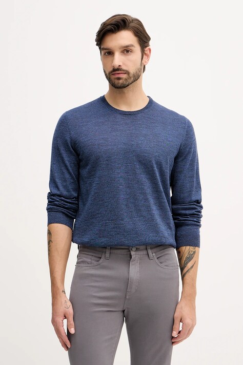 BOSS sweter wełniany męski kolor niebieski lekki 50468239