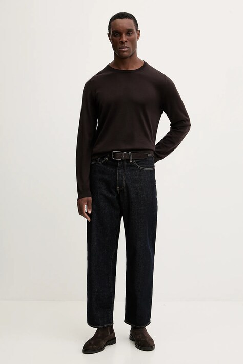 Вовняний светр BOSS Leno-P — AW23-SWM01F, коричневий — фото 4
