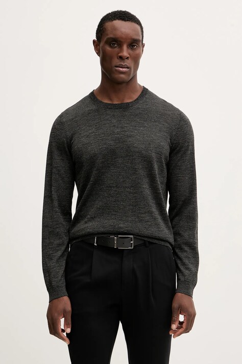 BOSS sweter wełniany męski kolor szary lekki 50468239