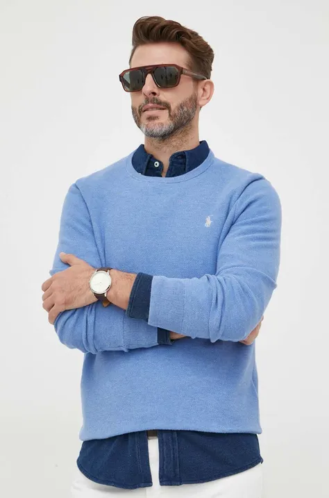 Памучен пуловер Polo Ralph Lauren в синьо от лека материя 710918163