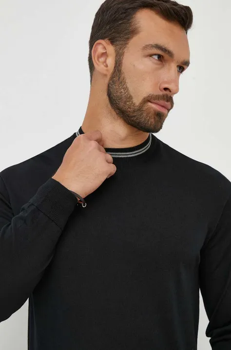 Вълнен пуловер Emporio Armani мъжки в черно от лека материя