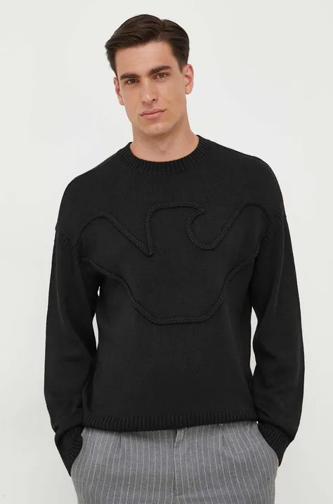 Volnen pulover Emporio Armani moški, črna barva
