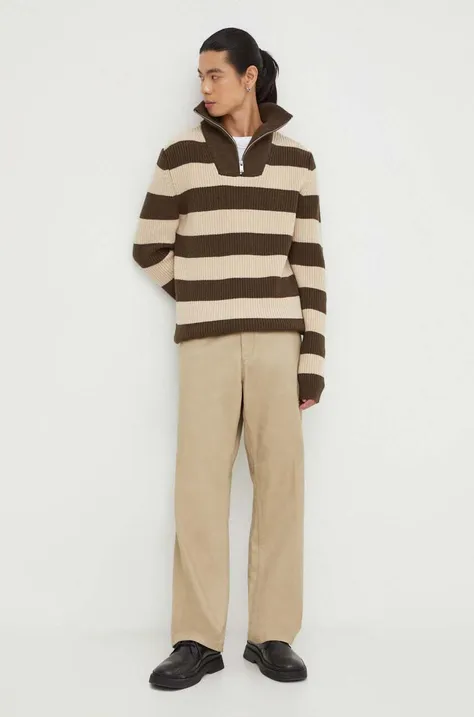 Шерстяной свитер Drykorn мужской цвет бежевый с полугольфом