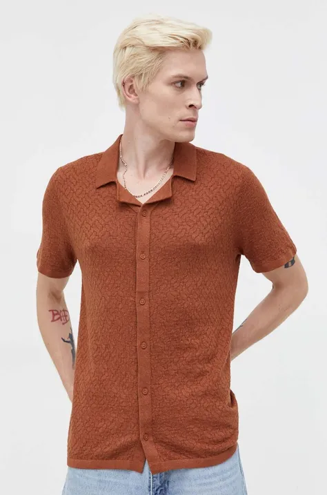 Риза Hollister Co. мъжка в кафяво със стандартна кройка