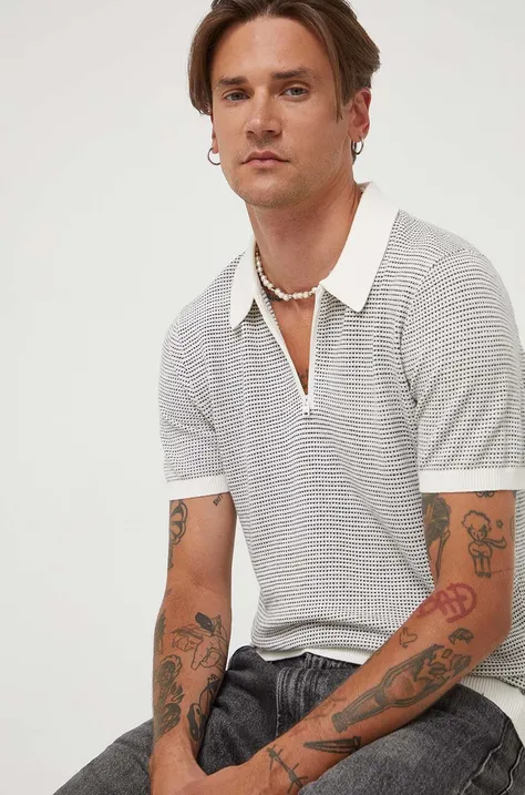 Polo majica Hollister Co. za muškarce, boja: bijela, s uzorkom