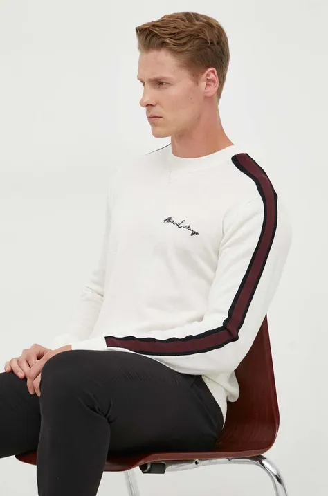 Vlnený sveter Armani Exchange pánsky, béžová farba, tenký