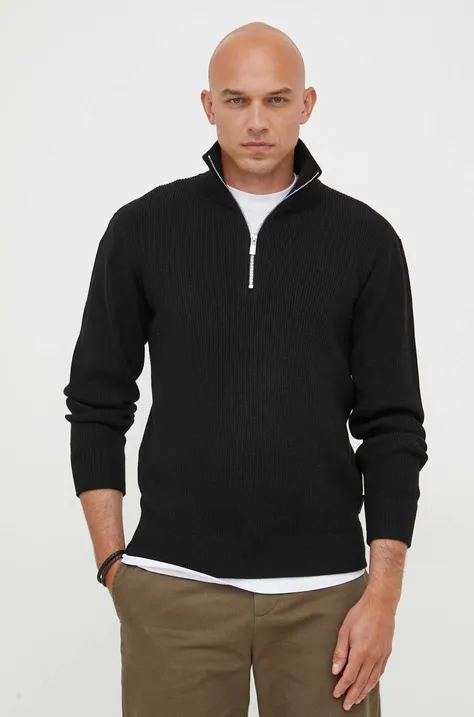 Armani Exchange sweter z domieszką wełny męski kolor czarny
