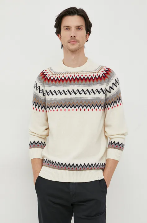 Liu Jo sweter wełniany męski kolor beżowy