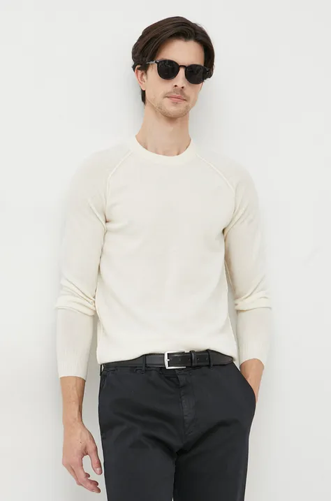 Liu Jo sweter wełniany męski kolor beżowy lekki