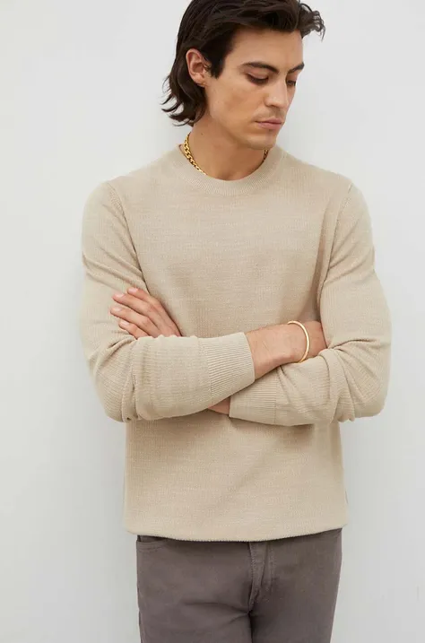 Βαμβακερό πουλόβερ Marc O'Polo χρώμα: μπεζ