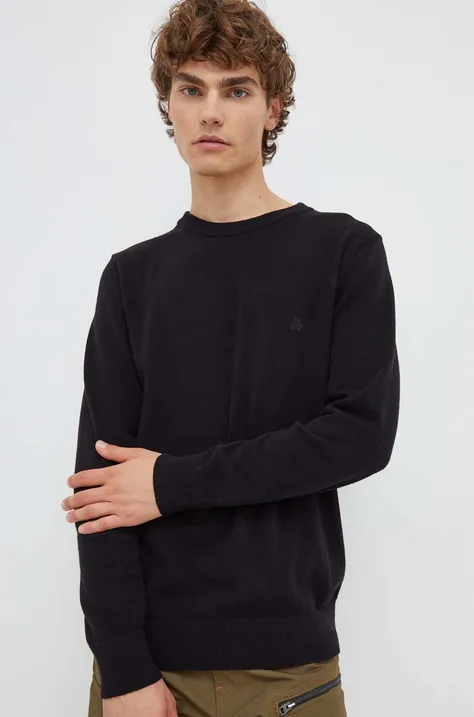 Marc O'Polo sweter z domieszką wełny męski kolor czarny lekki