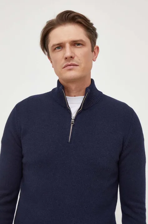 Шерстяной свитер Colmar мужской цвет синий лёгкий с полугольфом