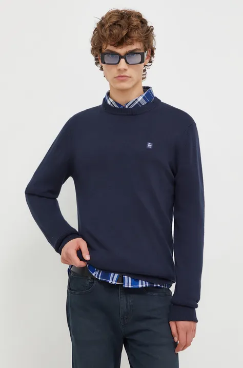 Volnen pulover G-Star Raw moški, mornarsko modra barva