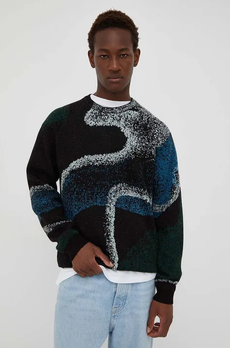 Pulover s dodatkom vune PS Paul Smith za muškarce, boja: crna