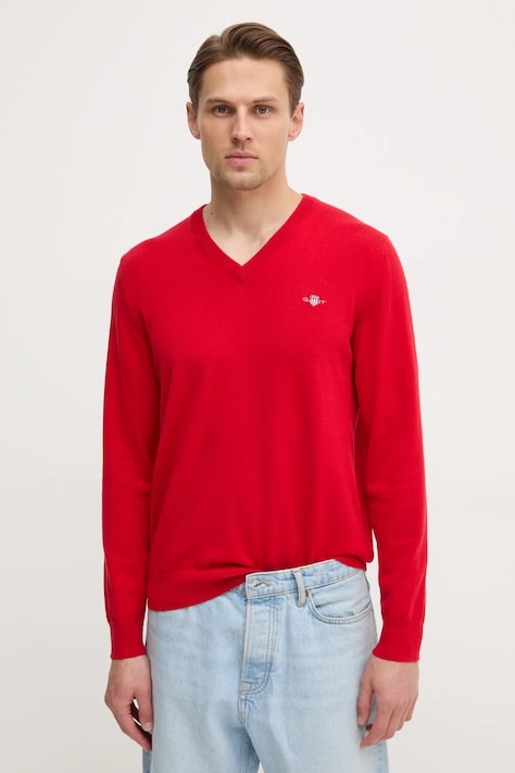 Gant sweter bawełniany kolor czerwony lekki 8030562