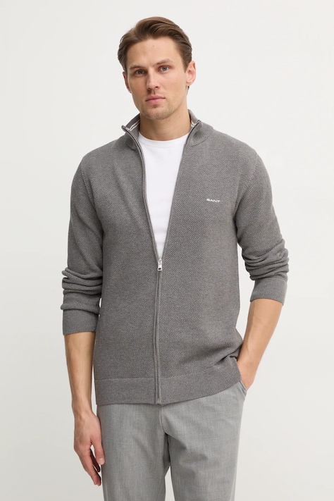 Bombažna jopica Gant siva barva