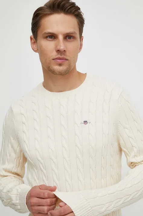Bombažen pulover Gant bež barva