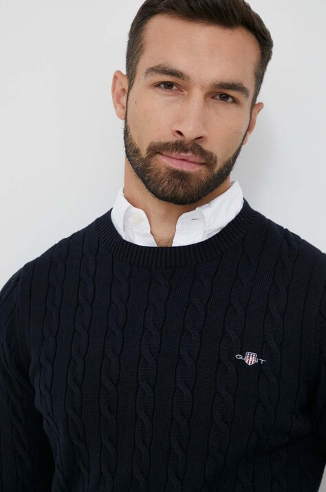 Bombažen pulover Gant mornarsko modra barva