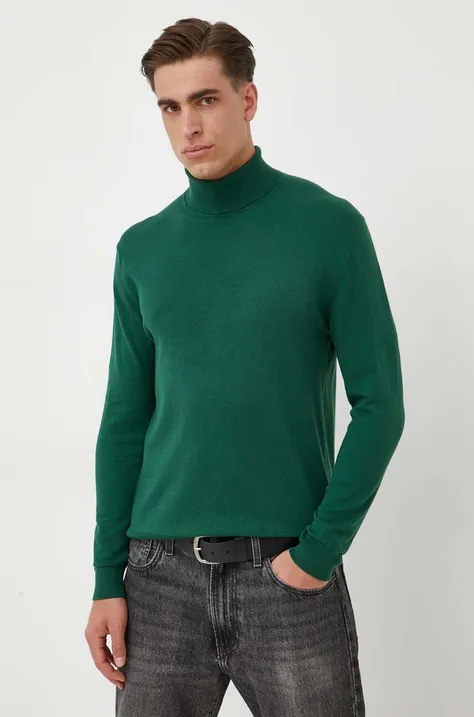 United Colors of Benetton sweter męski kolor zielony lekki z golferm
