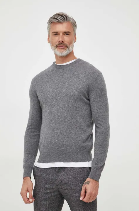 Кашмирен пуловер United Colors of Benetton в сиво от лека материя