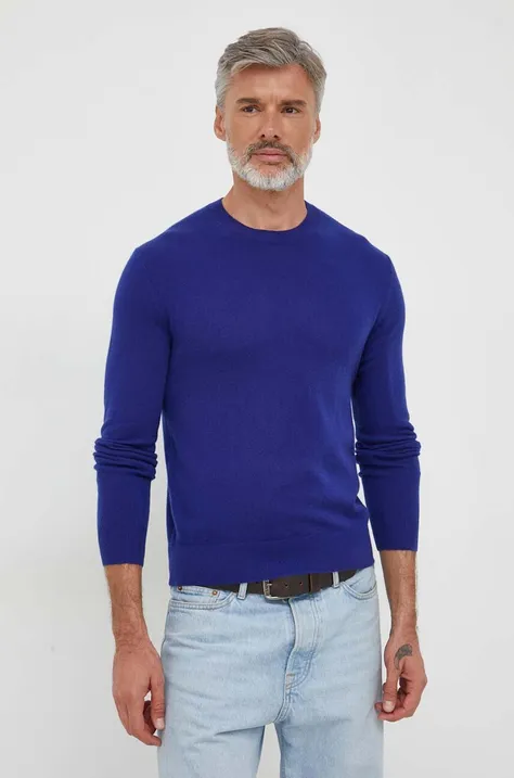 Кашмирен пуловер United Colors of Benetton в синьо от лека материя