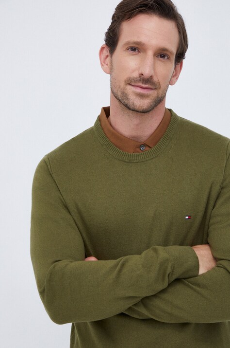 Tommy Hilfiger pulover din amestec de casmir culoarea verde, light