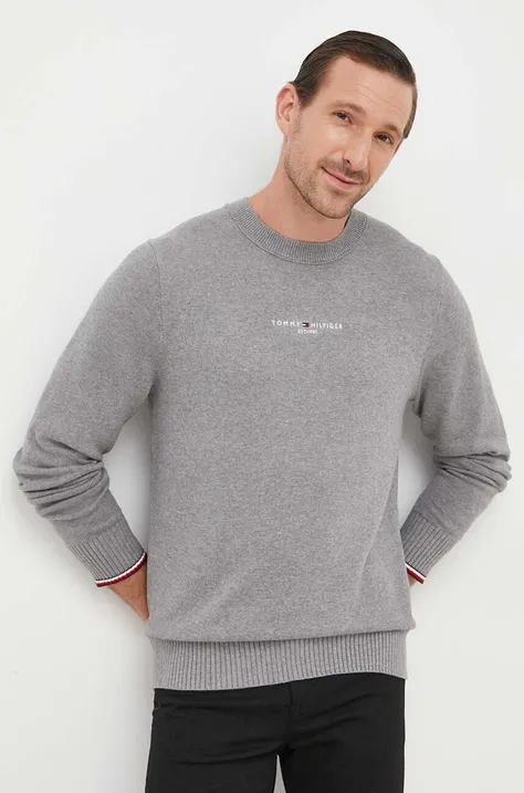 Pamučni pulover Tommy Hilfiger boja: siva, lagani