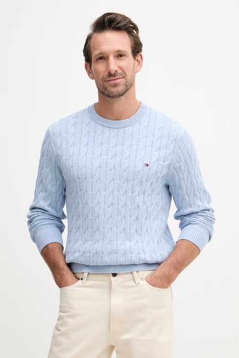 Tommy Hilfiger sweter męski bawełniany niebieski MW0MW33132