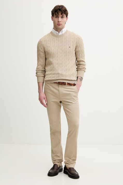 Tommy Hilfiger sweter męski bawełniany beżowy MW0MW33132